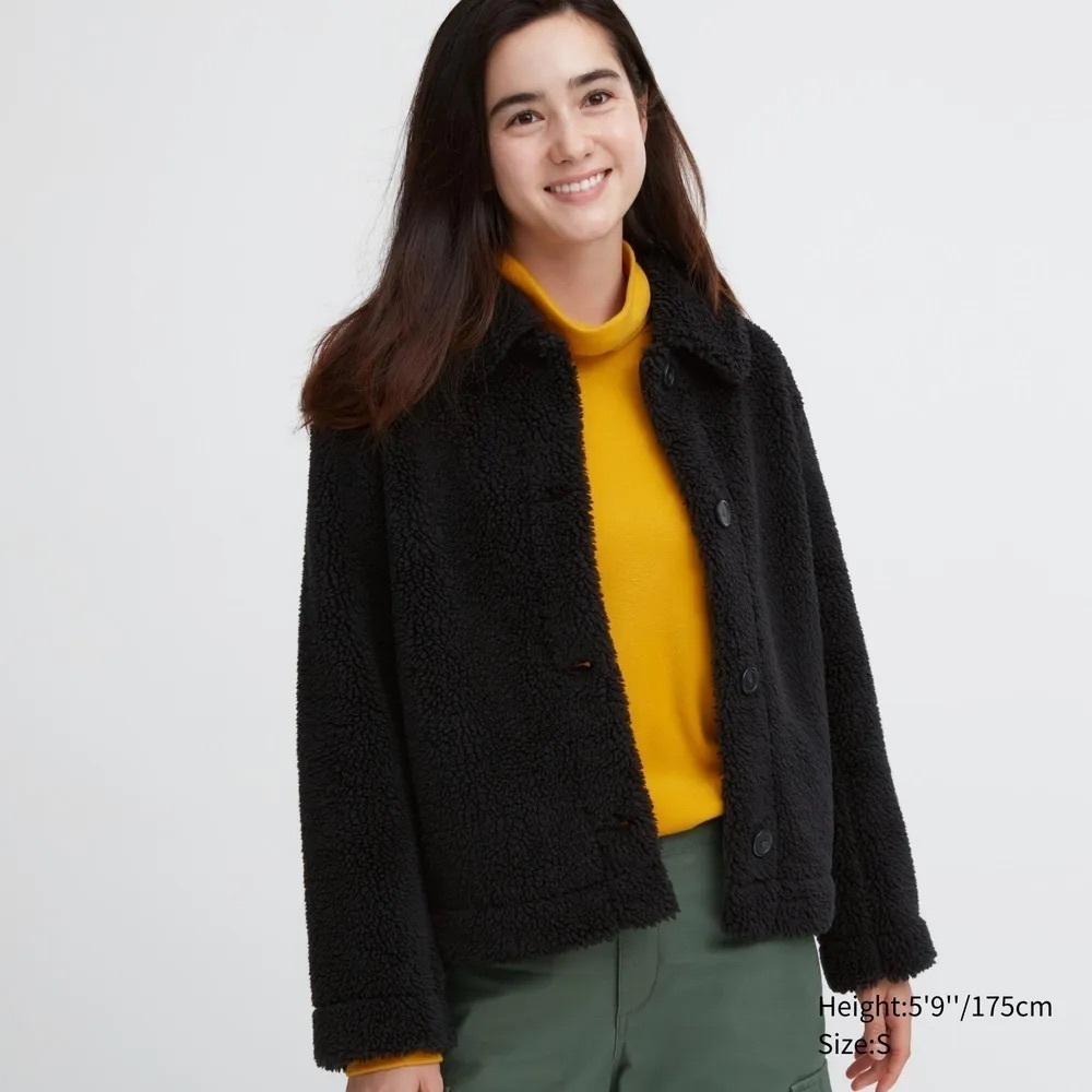 Uniqlo Women's Black Teddy fleece Jacket